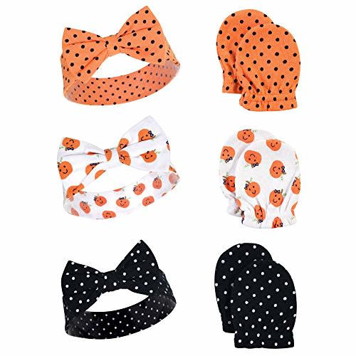 Hudson Baby Baby Girls' Cotton Headband and Scratch Mitten Set