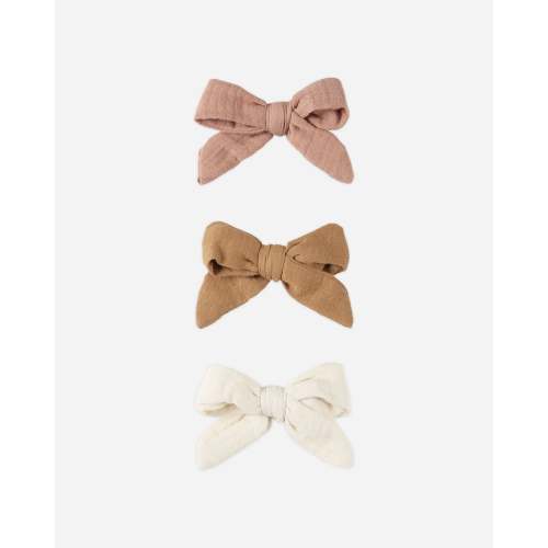 Bow W. Clip, Set of 3 || Rose, Golden, Natural