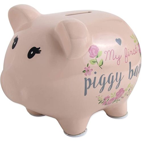 Baby Essentials My First Piggy Bank, Baby's First Piggy Banks for Boys and Girls (Flowers)