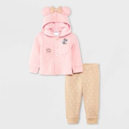 Baby Girls' Disney Minnie Mouse Quilted Top and Bottom Set - Pink, Size: 6-9M