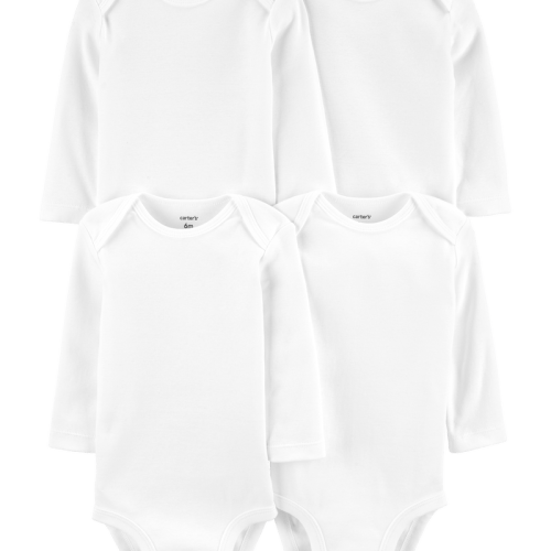 White Baby 4-Pack Long-Sleeve Original Bodysuits | Carter’s Oshkosh Canada