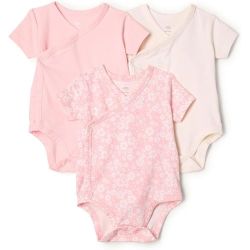 Amazon Essentials x Sofia Grainge Unisex Babies' Side Snap Short Sleeve Bodysuit, Pack of 3