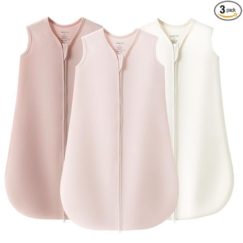 JELLYMONI Baby Sleep Sack 6-12 Months 100% Cotton Wearable Blanket, 0.5 TOG Soft Lightweight Toddler Sleeping Sack 3 Pack 2-Way Zipper for Newborn