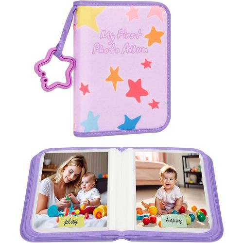 Baby's My First Photo Album for Baby Holds 21 4x6 Photos, Baby Photo Album Soft Cloth Family Book, My First Album for 4x6 Baby Shower Kids Toddlers Family Pictures, Toddler Photo Album (Purple)