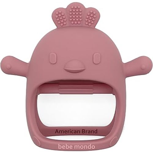 Teething Toys for Babies 0-6 months BPA Free, Never Drop Teether Baby Chew Toys for Teething Relief, Silicone Teether Pacifier Baby Teething Toys Newborn 0-3 Months for Sucking Needs, Infant Toys-Pink