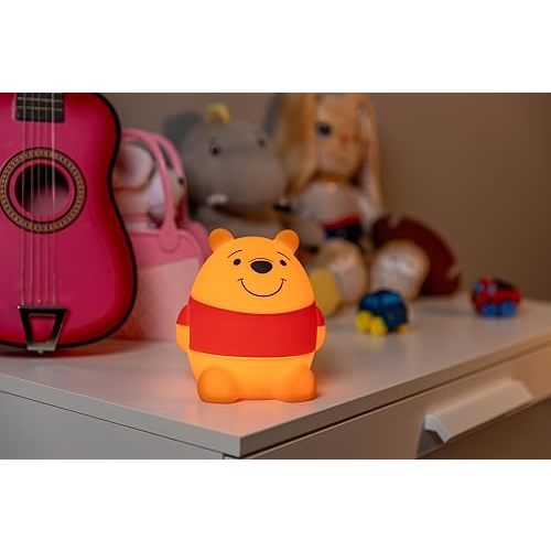 Disney Winnie The Pooh Squish Light, Night Light for Kids, USB Lamp, Battery Operated, Dimmable, Ideal for Bedroom, Playroom, Living Room, and More, 83189