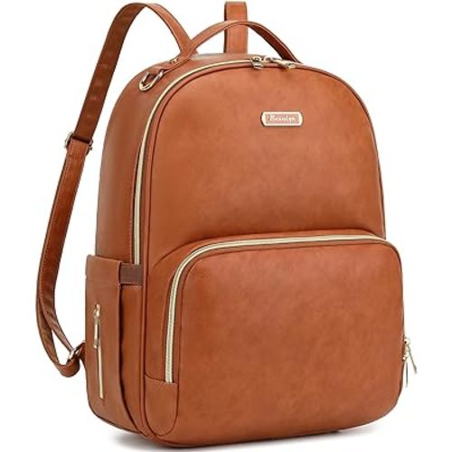 Beaulyn Leather Diaper Bag Backpack with Changing Pad - 14 Pockets Large Capacity Waterproof Baby Bag Backpack for Mom Dad, Perfect Baby Shower Gifts