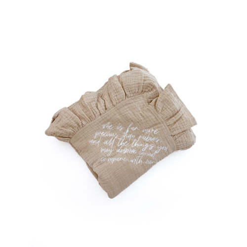 She is Far More Precious Ruffle Swaddle Blanket – OUR HOUSE ABOVE