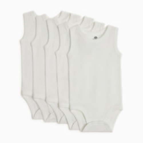 Small Story Organic Cotton Solid Tank Bodysuit (5 Pack) - White, 3-6 M