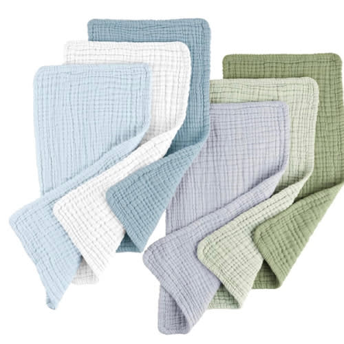 Konssy Muslin Baby Burp Cloths 6 Pack, Soft Absorbent 100% Cotton Burping Clothes for Newborns, Baby Boys and Girls, Unisex