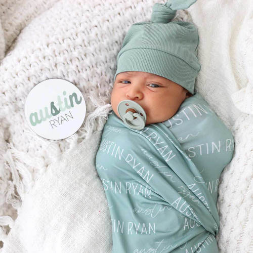 Personalized Baby Name Swaddle Blanket | Dusty Hues