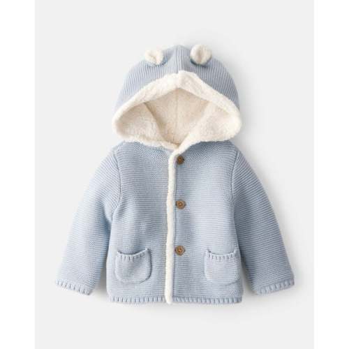 Baby Boy Sherpa Lined Cotton Long-Sleeve Jacket - Blue - Carter's | Carter's