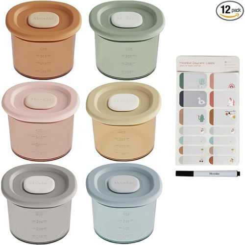 Moonkie Silicone Baby Food Containers | 4 oz Baby Food Storage Jars with Airtight Lids | Reusable Baby Food Jars, Freezer,Microwave and Dishwasher Safe, Perfect for Infant & Toddler