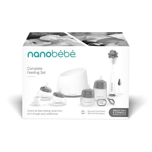 Nanobebe Baby Bottles Complete Feeding Set - Grey