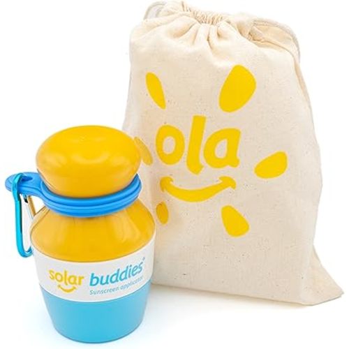 Blue Bag Bundle Set For Solar Buddies Refillable Roll On Sunscreen Suncream Applicator Bag Bundle With Applicator Carabina Clip For Families, Kids, Adults, Travel Set
