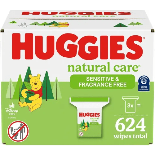 Huggies Natural Care Sensitive Baby Wipes, Hypoallergenic, 99% Purified Water, 3 Refill Packs (624 Wipes Total)