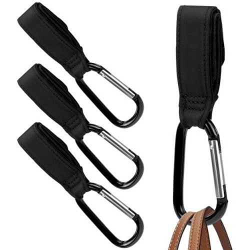 Maplefield Baby Stroller Hooks With Large Carabiner Clip - 4 Pack - Great For Organizing Diaper Bags, Purses, And Shopping Bags
