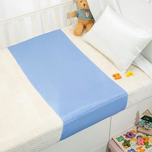 PROMEED 23 Momme Silk Bassinet Sheet for Baby Hair, No More Bed Head and Baby Bald Spots, 100% Mulberry Silk Crib Sheets for Baby Boy/Girl (Blue)