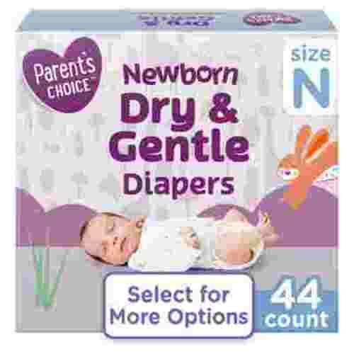 Parent's Choice Dry & Gentle Diapers Size NB, 44 Count (Select for More Options)