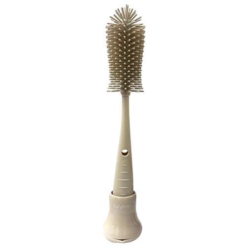 Lulyboo Baby Bottle Brush with Suction Cup - Food-Grade Silicone, Ergonomic Non-Slip Handle & Soft Bristles for Gentle, Hygienic Cleaning of Baby Bottles, Sippy Cups, Nipples, and Feeding Accessories