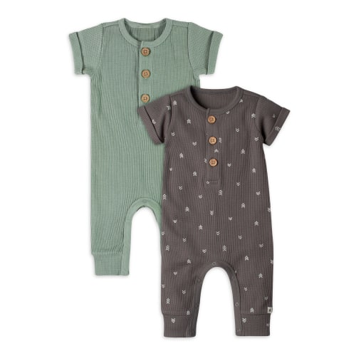 Modern Moments by Gerber Baby Boy Waffle Romper, 2-Pack, Sizes 0/3 -24 Months