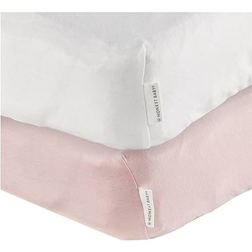 HonestBaby 2-Pack Organic Cotton Fitted Crib Sheets, Light Pink, One Size