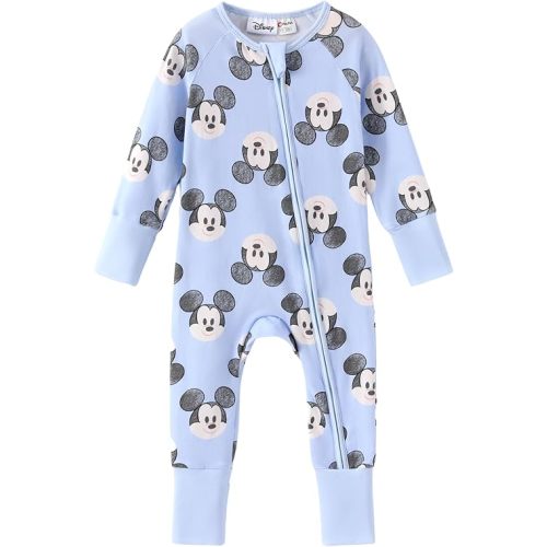 Disney Princess Ariel Belle Moana Mickey Minnie Baby Organic Cotton Footie Zipper Pajamas Newborn Infant Romper