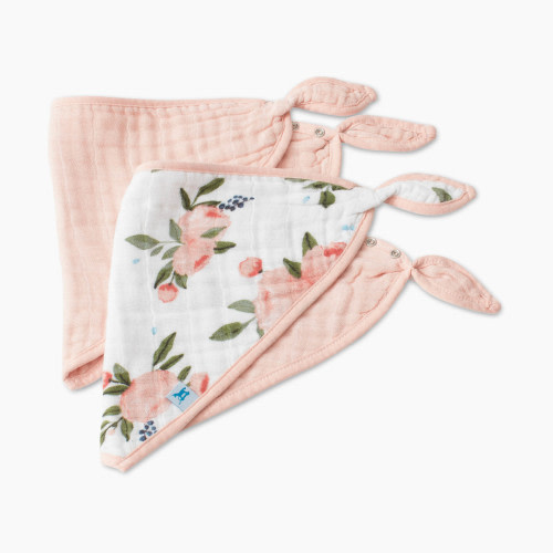 Little Unicorn Cotton Muslin Bandana Bib (2 Pack) - Watercolor Roses
