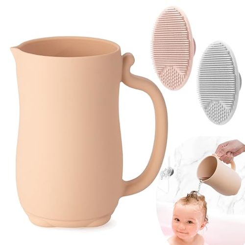 Baby Bath Rinse Cup with 2 Pack Cradle Cap Brush