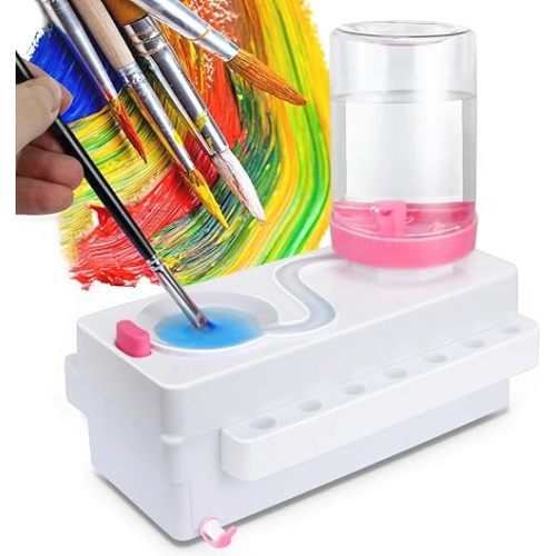 Paint Brush Cleaner, Paint Brush Rinser with Drain & Brush Holder, Painting Station, Paint Brush Cleaner Tool for Water-Based Painting Supplies
