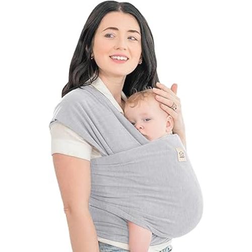 KeaBabies Baby Wrap Carrier - All in 1 Original Breathable Baby Sling, Lightweight,Hands Free Baby Carrier Sling, Baby Carrier Wrap, Baby Carriers for Newborn, Infant,Baby Wraps Carrier (Ash Gray)
