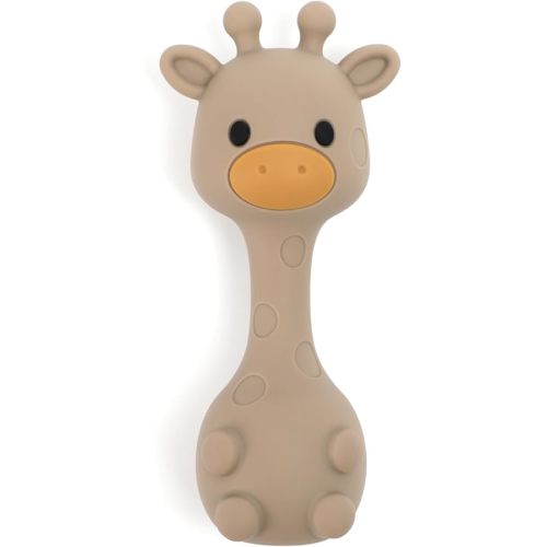 Silicone Little Giraffe Shaker Rattle Toy for Babies | Food Grade Silicone Teether | Easy to Grip | BPA Free (Sand)