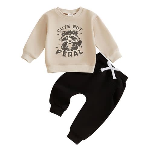 Sejardin Toddler Baby Boy Clothes Cute Fall Winter Outfit 6 12 18 24M 3T Letter Long Sleeve Sweatshirts and Jogger Pants Set