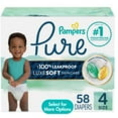 SIZE 4: 58 ct - Pampers Pure Protection Diapers, Hypoallergenic, Free of Chlorine, Fragrance, Parabens, and Latex
