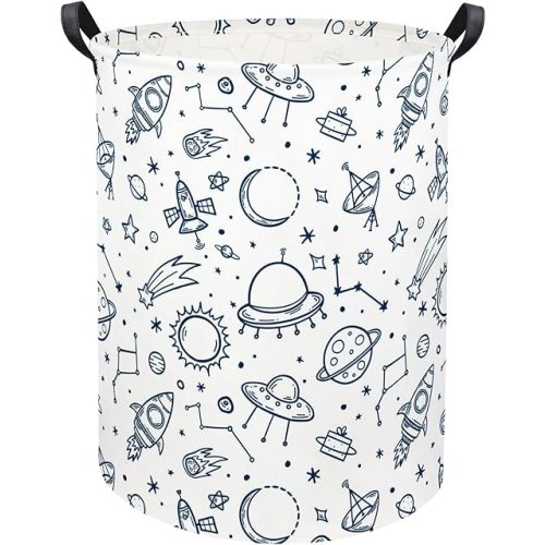 HIYAGON Kids Laundry Basket Baby Hamper for Nursery Boys Kids Hamper Cute Kids Toys Storage Bin Organizer Butterfly Room Decor for Home(Spaceships)