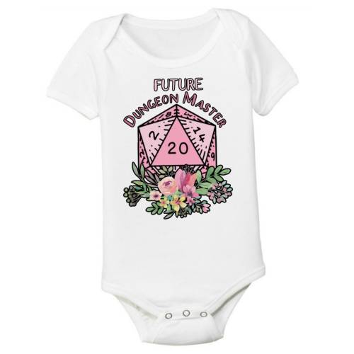 Girly Dungeons and Dragons Future Master Funny Baby Girl Floral Toddler ONESIE ® by Gerber® Bodysuit Nerdy Gamer Parent Shower Gift DND D&D