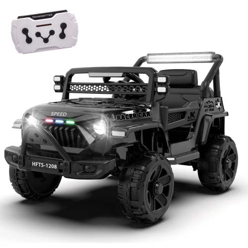 12V Kids Electric Vehicles for Kids, 12V Ride on Electric Truck Car w/ Remote Control, Four-wheel Suspension, USB, Bluetooth,Power display, lights,Battery Powered Ride on Toys for Boys Girls (Black)