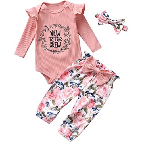 Preemie Newborn Baby Girl Clothes Infant Long Sleeve Romper Pants Headband Outfits Sets