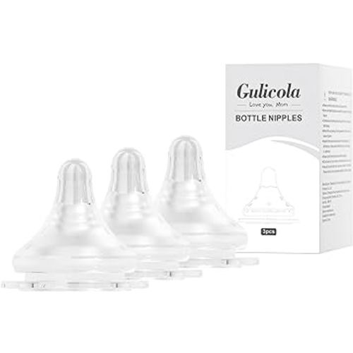 Natural Flow Baby Bottle Silicone Nipple Level 1, Slow Flow (S), 1+ Months, 3 Counts (Pack of 1)