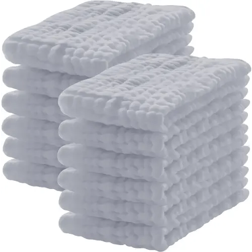 Lovely Care 12 Pack Muslin Burp Cloths 100% Cotton Muslin Cloths Large 20''x10'' Extra Soft and Absorbent Baby Burping Cloth - Slate