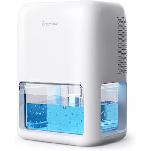 BREEZOME 60 OZ Dehumidifiers for Home, Dual-Semiconductor Quiet Dehumidifier with Timer Sleep Mode Auto-Off 7 Colors Light Portable Small Dehumidifiers for Bathroom, Cloakroom, RV