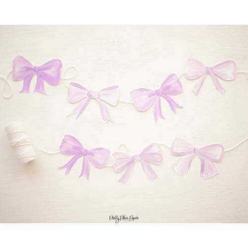 Lavender Bow Banner | Purple Bow Party | Purple Bow Garland | Watercolor Bow Baby Shower | Floral First Birthday | Printable Download | 0105