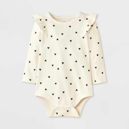Baby Girls' Heart Ruffle Bodysuit - Cat & Jack™ Black/White 0-3M