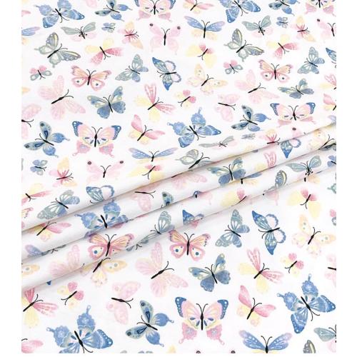 Baby Butterfly on cream Nursery flannel crib sheet