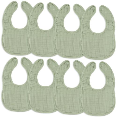 Muslin Cotton Baby Bibs, 8 Pack, Adjustable Size With Easy Snaps, Soft And Super Absorbent, Washable And Reusable By Comfy Cubs