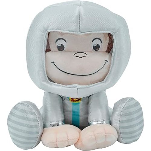 Curious George Animated Astronaut Stuffed Animal Plush Toy Monkey – Cute Cuddle Plushie Gift Makes Sound by Pushing Paw and Watch Him Move – Removeable Helmet