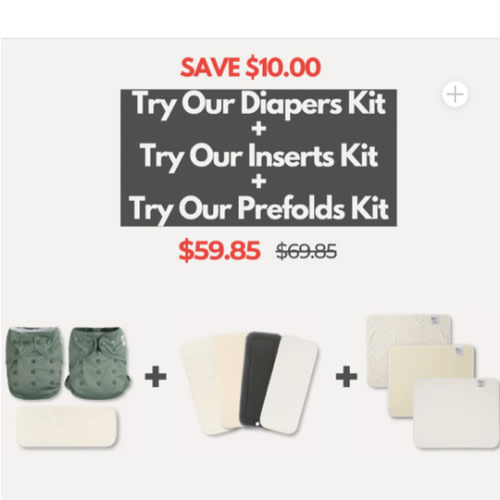 Diaper Trial Kit PLUS Insert Kit & Prefold Kit