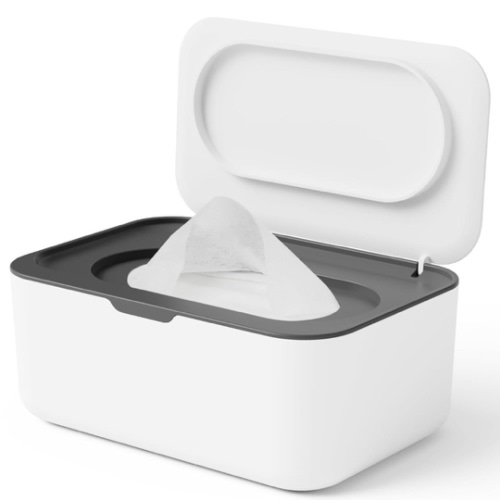 Wipes Dispenser, Wipe Holder for Baby & Adult, Seposeve Refillable Wipe Container, Keeps Wipes Clean. Non-Slip, Easy Pull Wipes Pouch Case, (Grey)