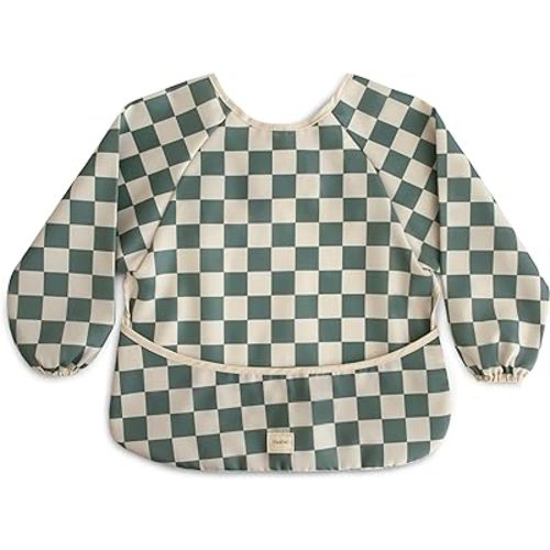 mushie Long Sleeve Baby Bib | Mess Free & Waterproof Fabric for Toddlers | Adjustable Fit for Ages 6-24 Months