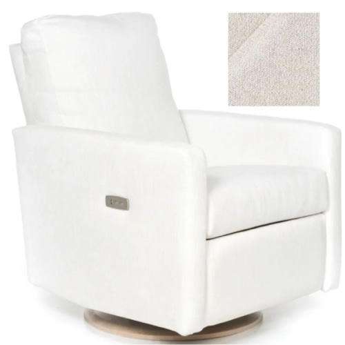 Oilo Studio Drew Glider Recliner- Chenille Linen, Power Recline with USB, Wood Base